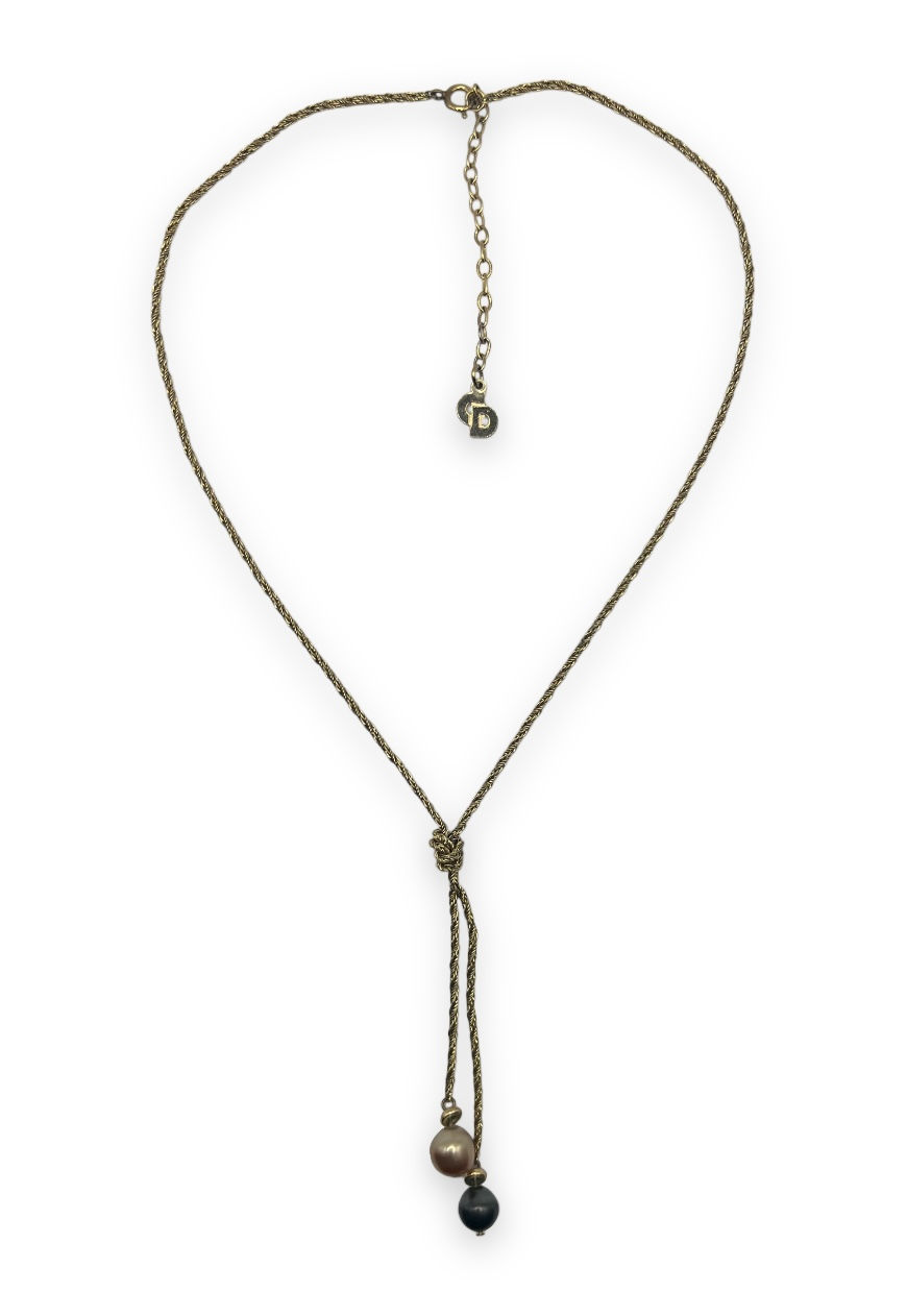 80S VINTAGE DIOR NECKLACE FAUX PEARL GOLD PLATED