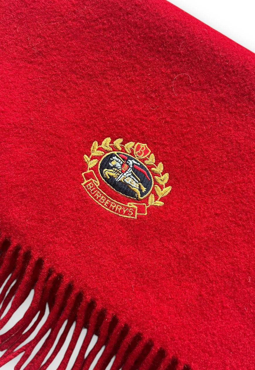 Thumbnail: VINTAGE BURBERRY SCARF LAMBSWOOL RED