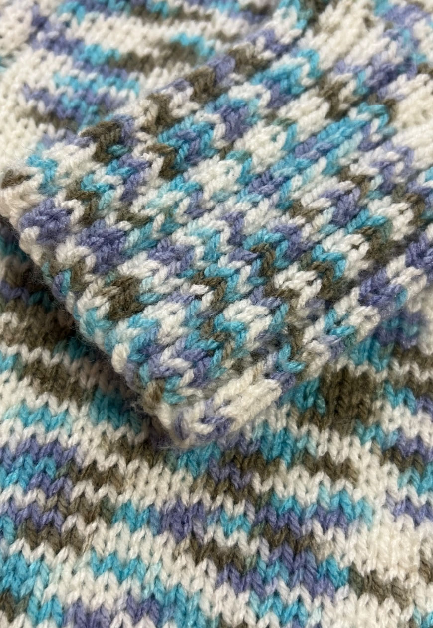 Thumbnail: VINTAGE JUMPER V NECK CUT OUT SPLIT ABSTRACT SPECKLED CABLE KNIT WHITE PURPLE