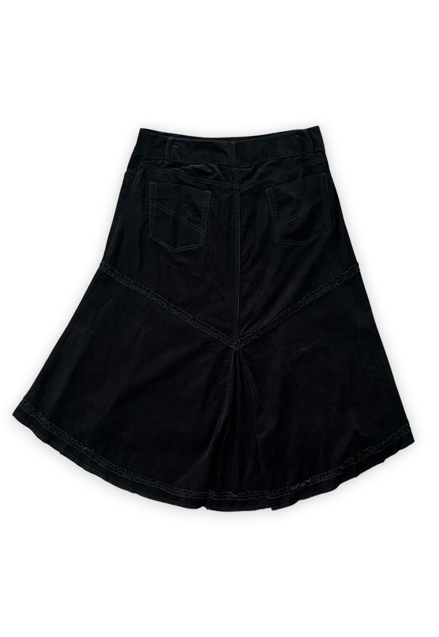 Thumbnail: Y2K 00s VINTAGE NEXT BLACK CORDUROY SKIRT ASYMMETRICAL 