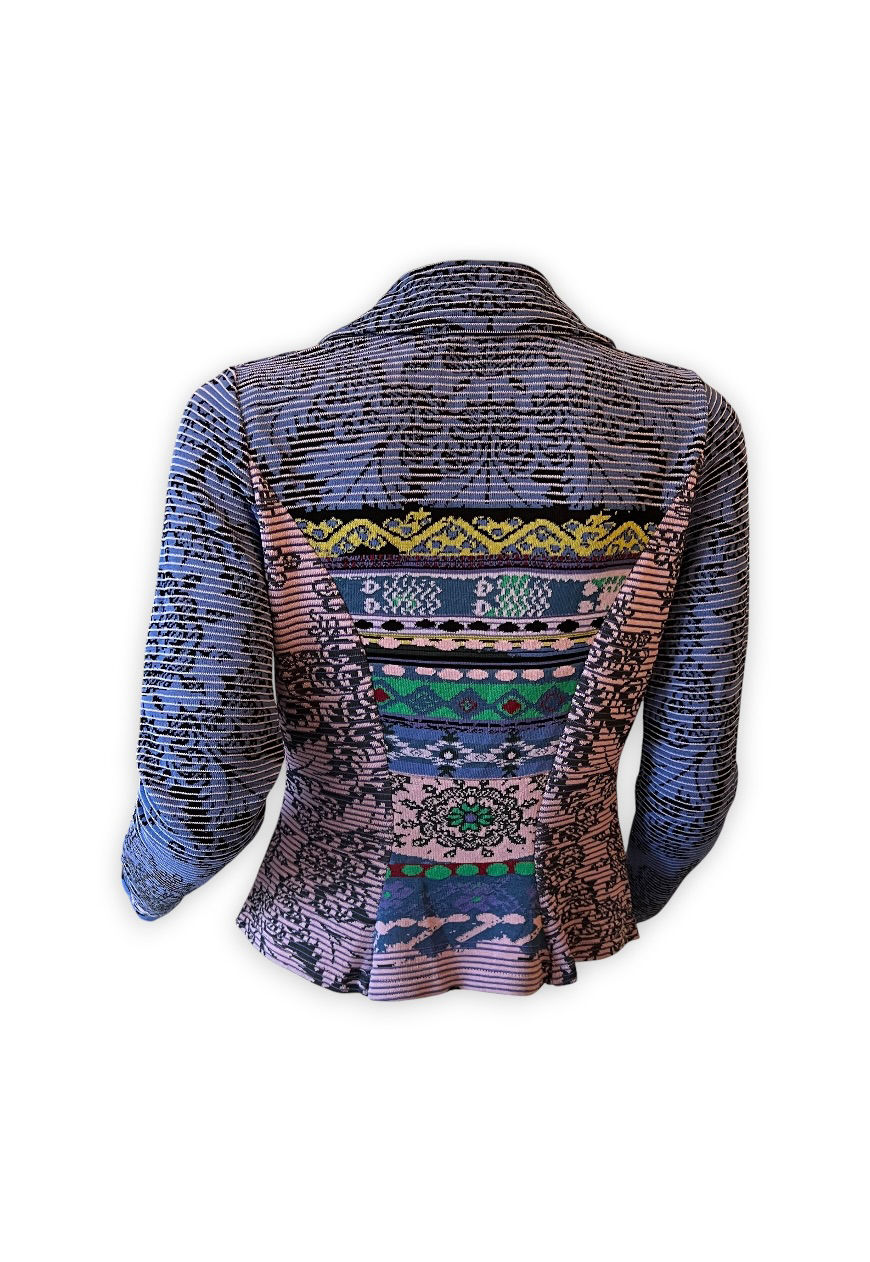 Thumbnail: 90s VINTAGE PURPLE KNIT JACKET BLOUSE ABSTRACT 