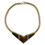 Thumbnail: VINTAGE GOLD PLATED NECKLACE CHEVRON CHOKER CRYSTAL GEM