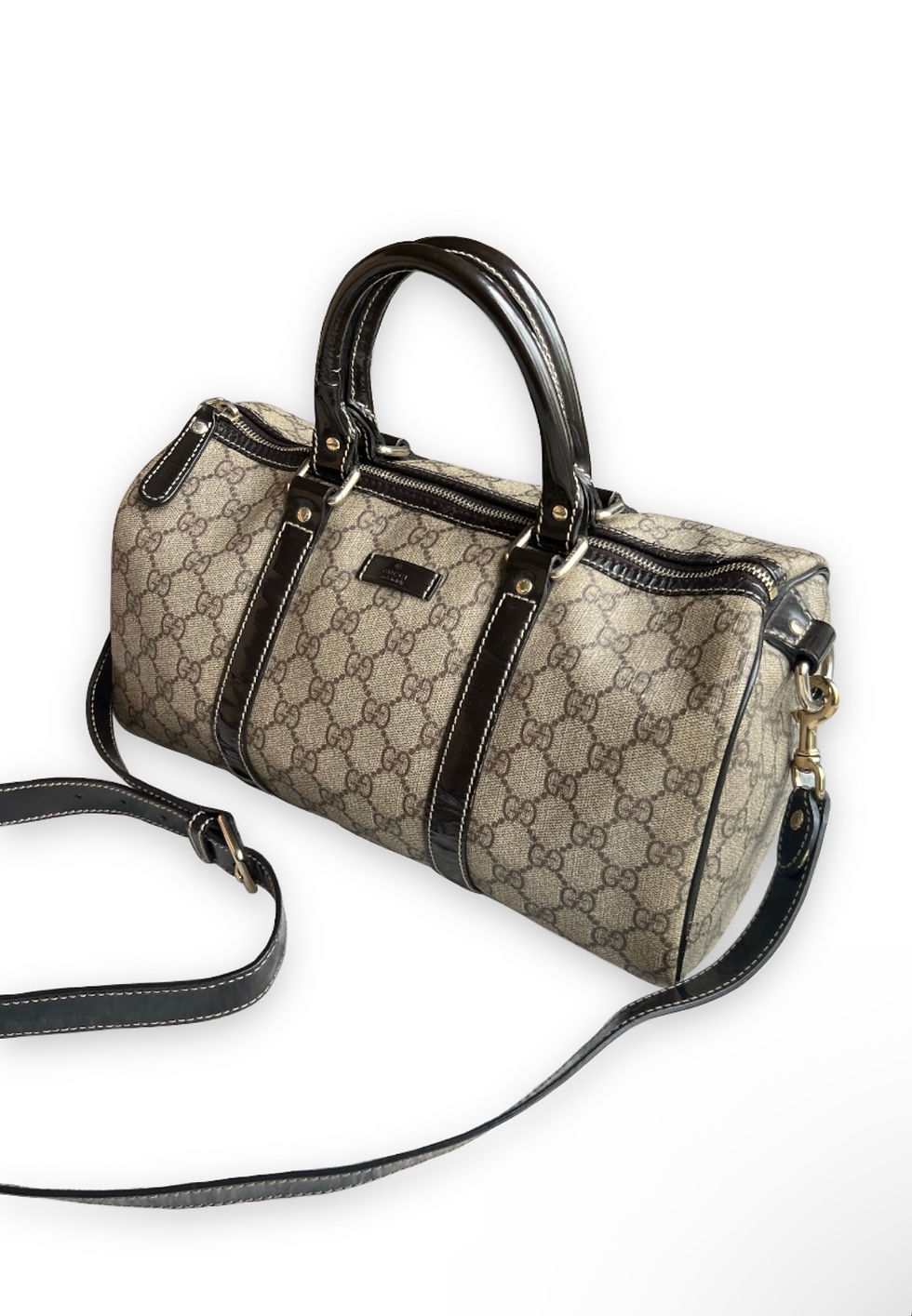 Thumbnail: GUCCI BOSTON BAG WITH STRAP BEIGE BROWN 
