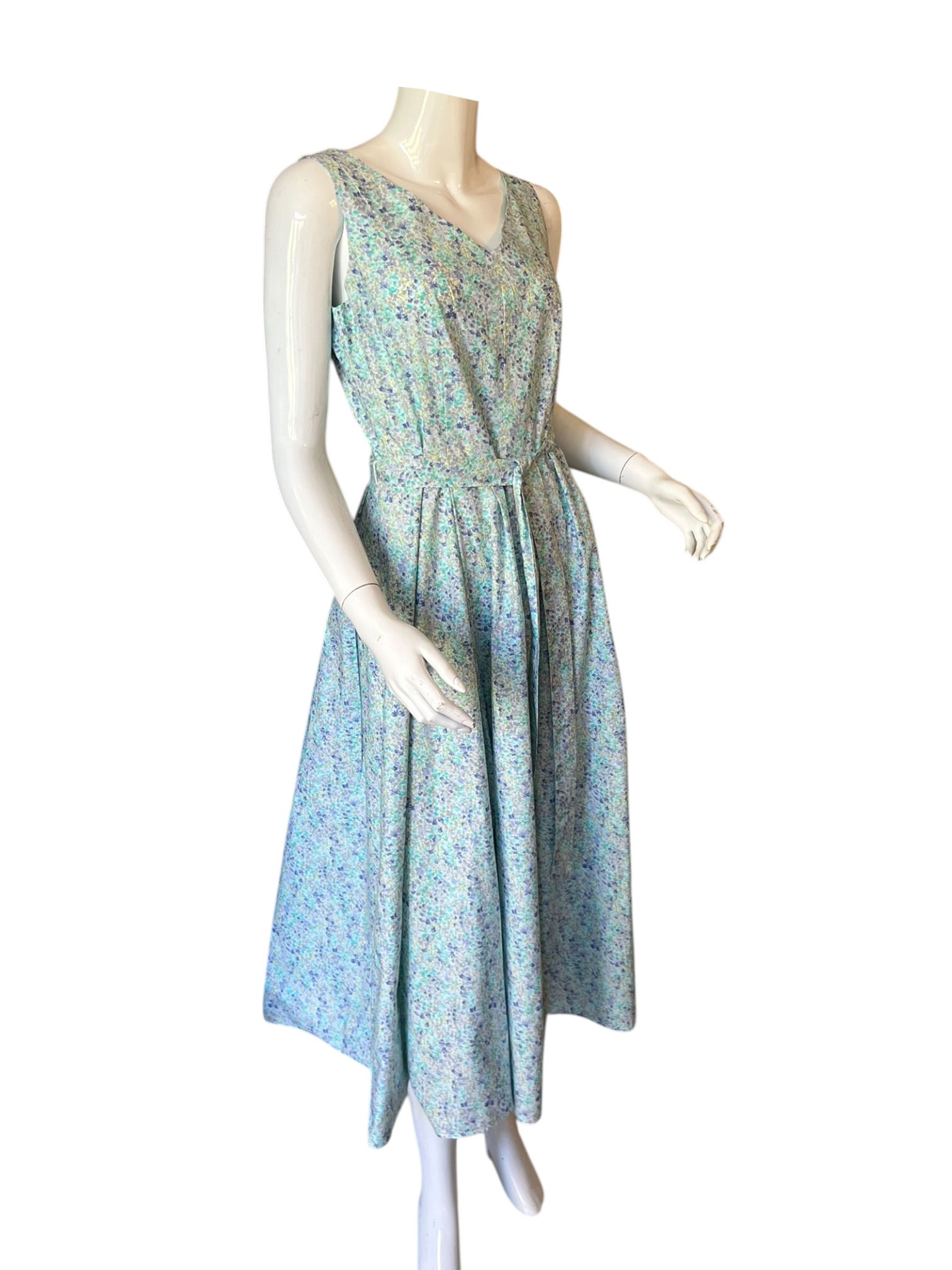 80s 90s VINTAGE LAURA ASHLEY FLORAL DRESS BLUE 