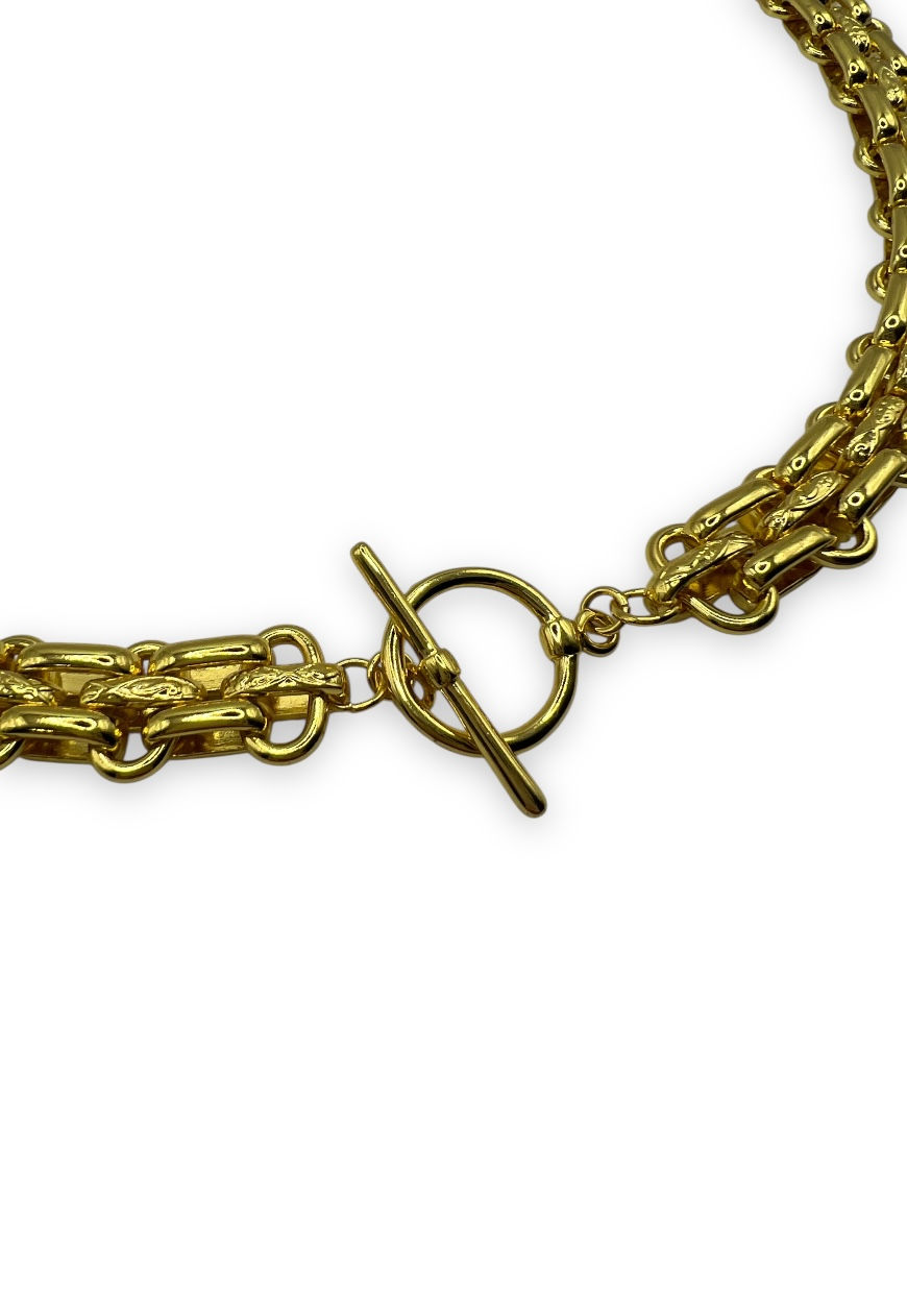 Thumbnail: VINTAGE GOLD PLATED NECKLACE T BAR TOGGLE