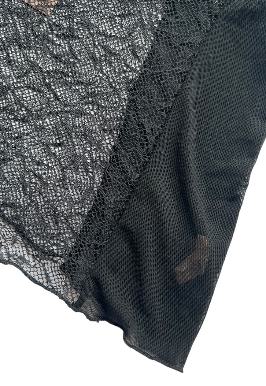 Thumbnail: 90S Y2K VINTAGE TOP BABYDOLL CAMI VEST LINGERIE MESH LACE BLACK