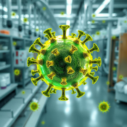 image showing a virus at a clean room, iknoweverything