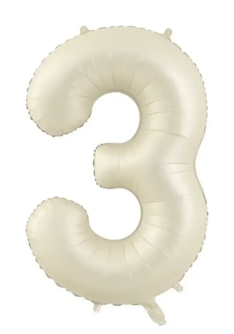 Прев'ю: Цифра 30" (76 см) КИТАЙ кремовий під гелій 0-9