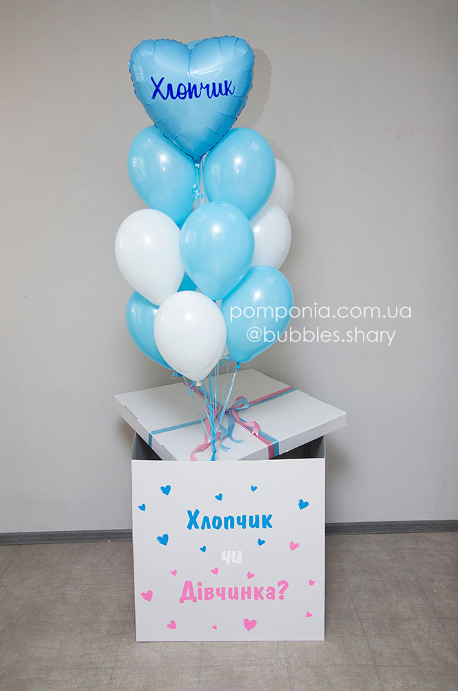 Коробка-сюрприз "Хлопчик чи дівчинка" на гендерпаті з доставкою по Вишгороду