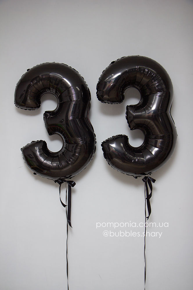 Чорні фольговані шари цифри з гелієм замовити з доставкою Київ, Вишгород