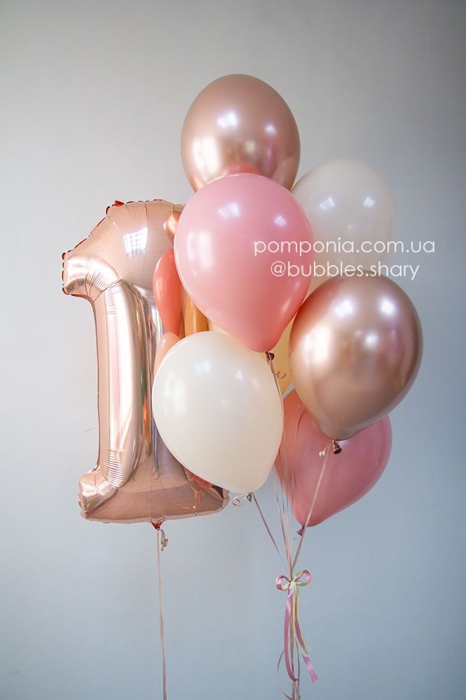 Прев'ю: Композиція рожевих кульок на 1 рік