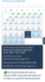 January 2024 calendar view of Disney theme park tickets
