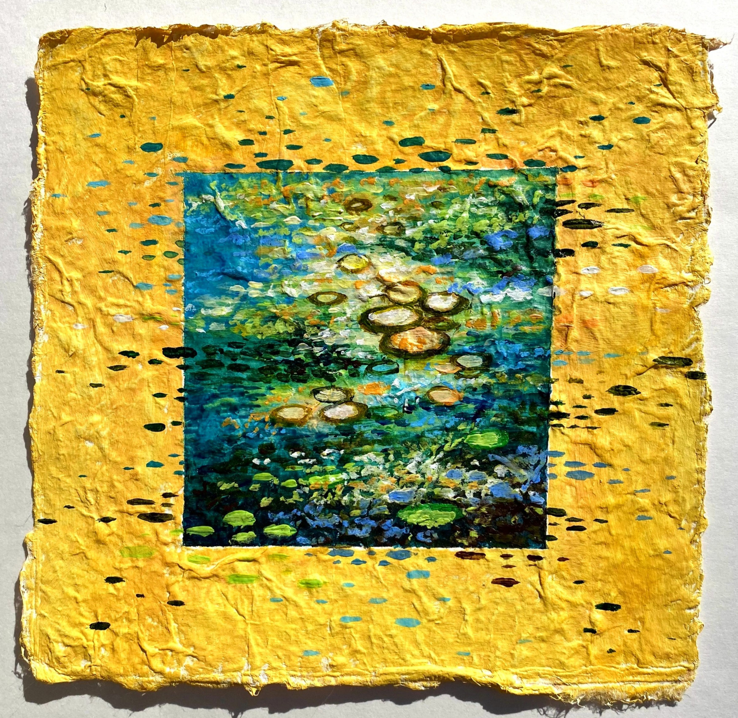 Impressionistic Lilies, Mini Acrylic Painting on Paper