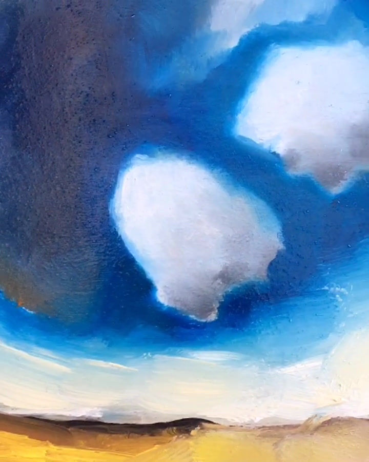 Thumbnail: Two Lone Clouds, Acrylic Painting on Wooden Panel