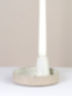 Handmade ceramic taper candle holder in a fleck stoneware clay, ribbed detail and white glaze