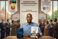 Domingos Raul Escrever Qualquer, Consular Attaché at the High Commission of Mozambique in New Delhi, presenting his books for World Portuguese Language Day