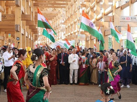 Indian performers showcasing Bhangra, Kathak, Rajasthani folk and Koli dance at Bharat Mandap, Expo 2025 Osaka