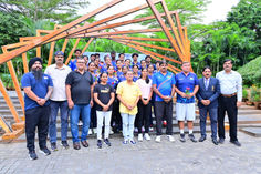 Founder of KIIT and KISS Dr. Achyuta Samanta with athletes competing across seven sporting disciplines