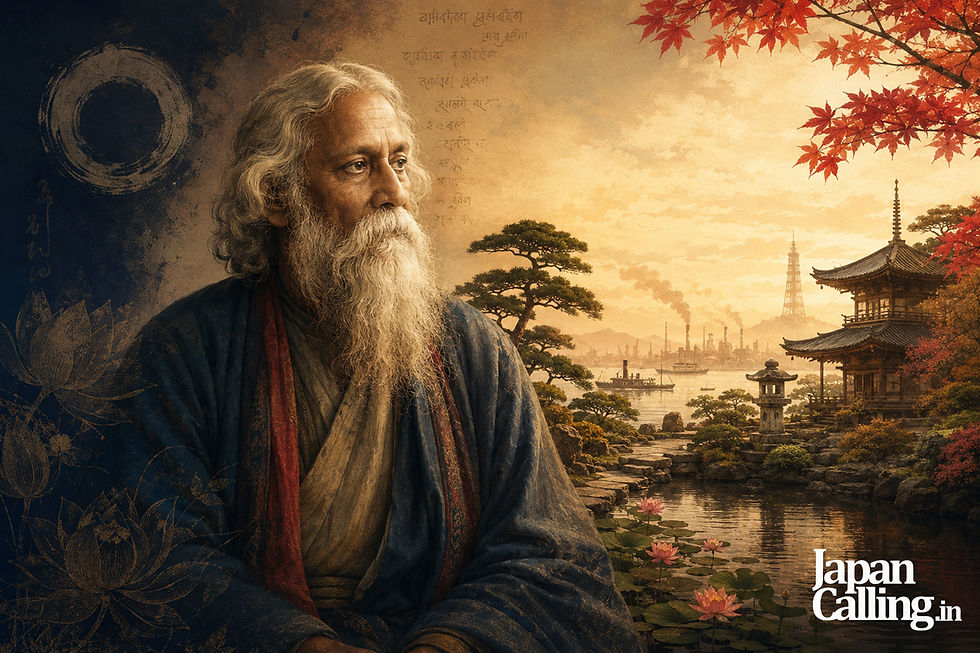 Rabindranath Tagore, Nobel Laureate poet and philosopher, whose visits to Japan shaped India–Japan cultural relations.