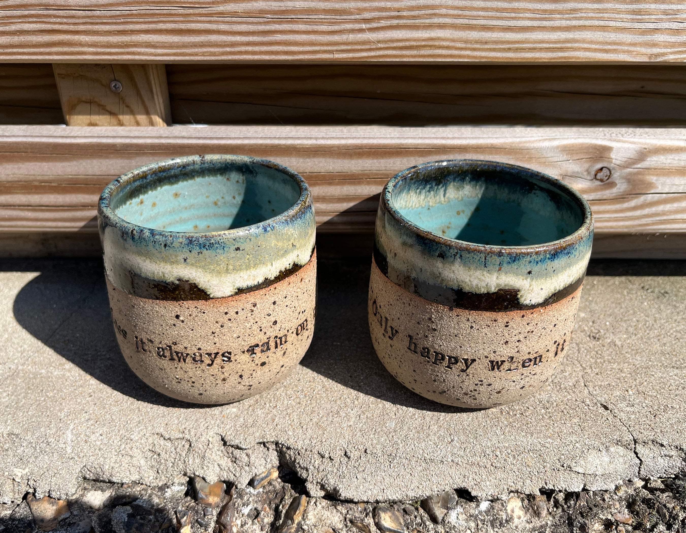 LING Hand-thrown Stoneware Tumbler with written lines