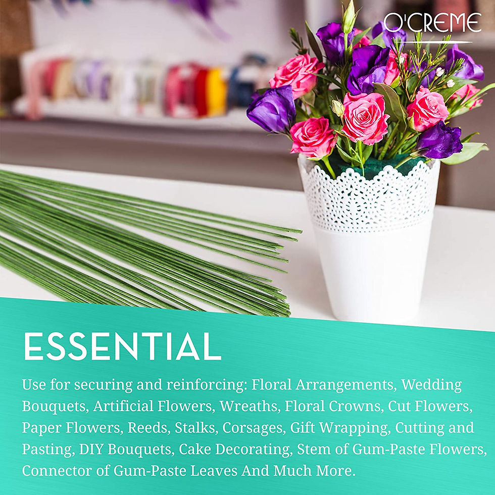 Thumbnail: O'Creme Green Floral Wire, 50 Pieces
