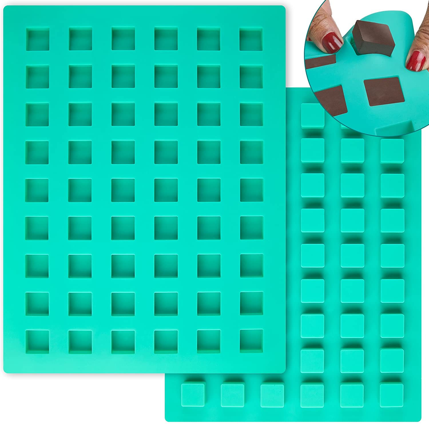 O'Creme Silicone Truffle Mold, Square, 54 Cavities