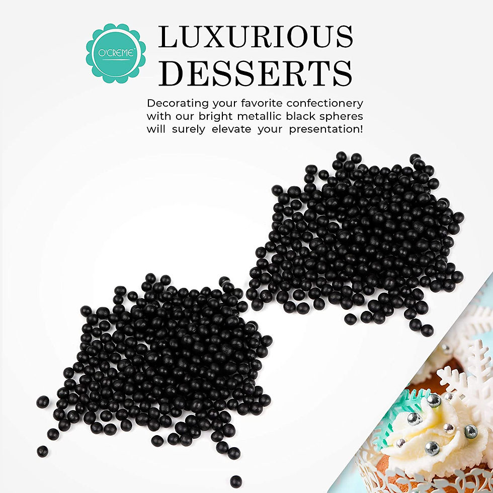 Thumbnail: Black Edible Sugar Pearls Dragees Decoration Balls, 8mm