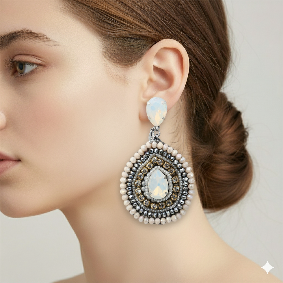 Thumbnail: Earrings 1415 white/purple/brown