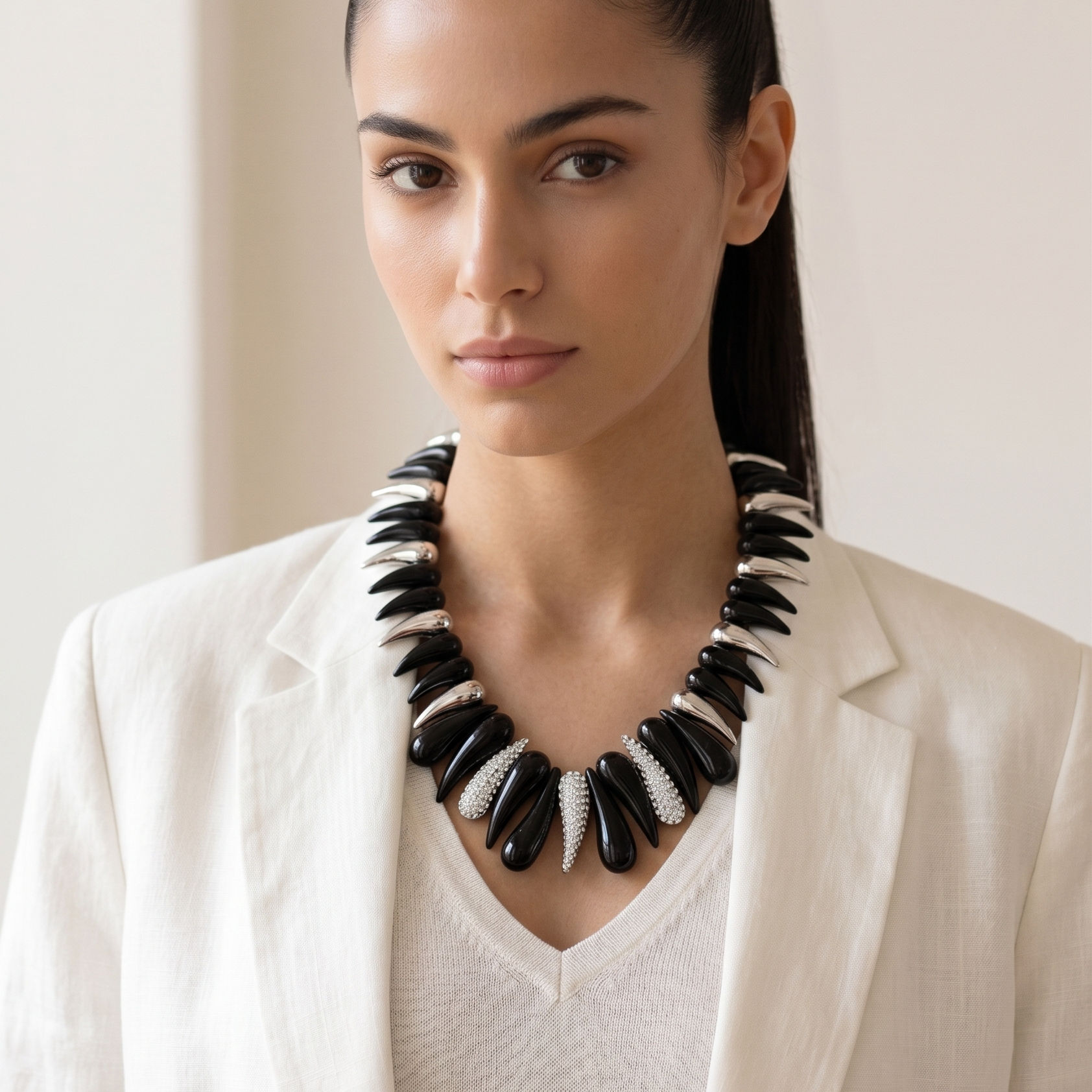 Necklace KIM rhodium plated