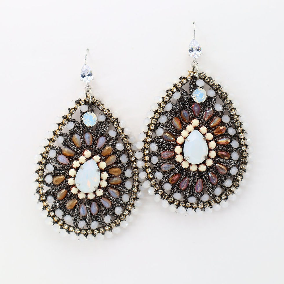 Thumbnail: Earrings 1675 AMITA fish hook champagne/white