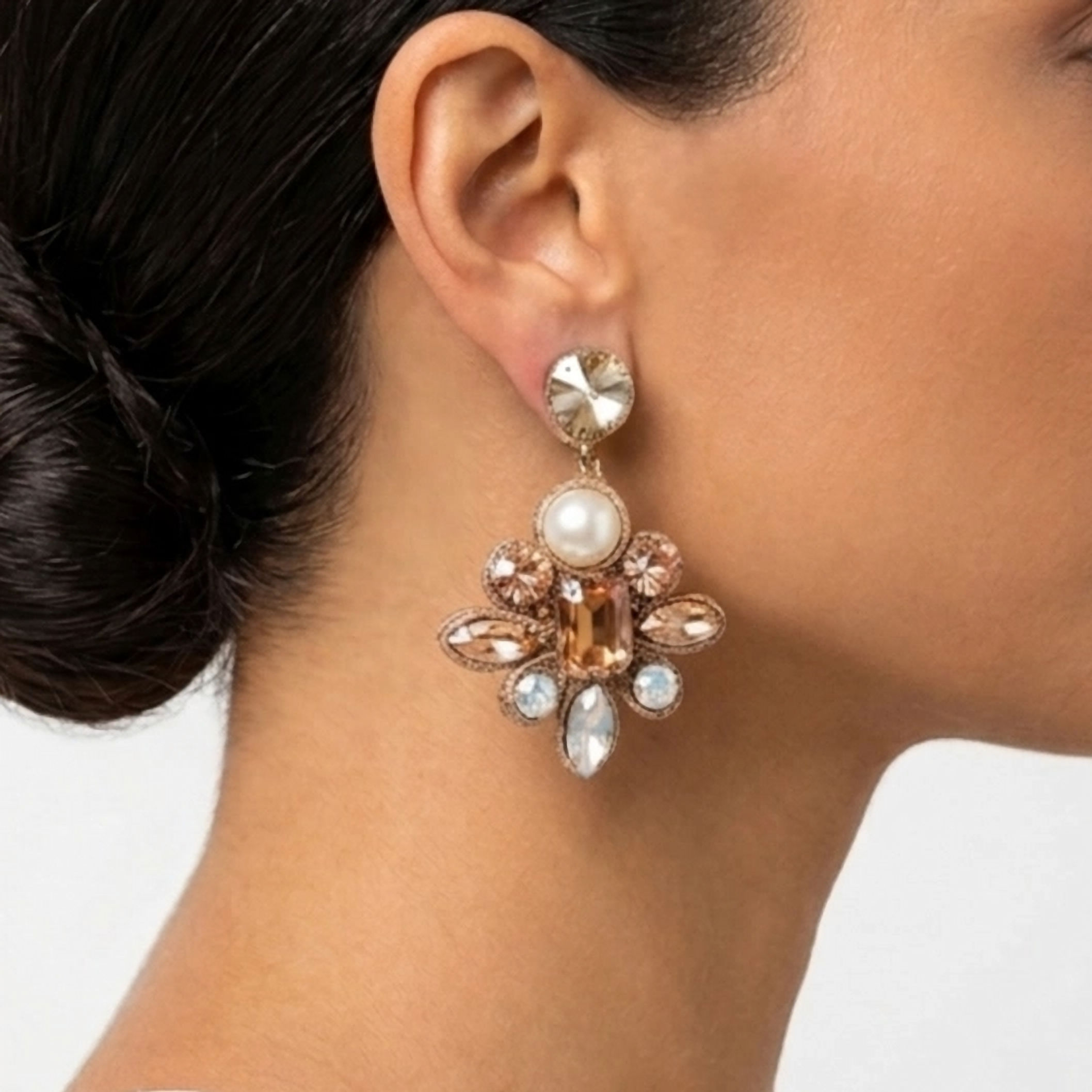 Earrings 2654 clip brown