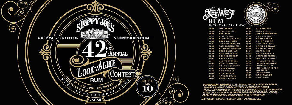 the label of Key West Legal Rums' 42nd Annual Hemingway Look-Alike Contest limited-edition rum