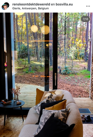 Interieur van Bosvilla Witte Raaf met grote ramen