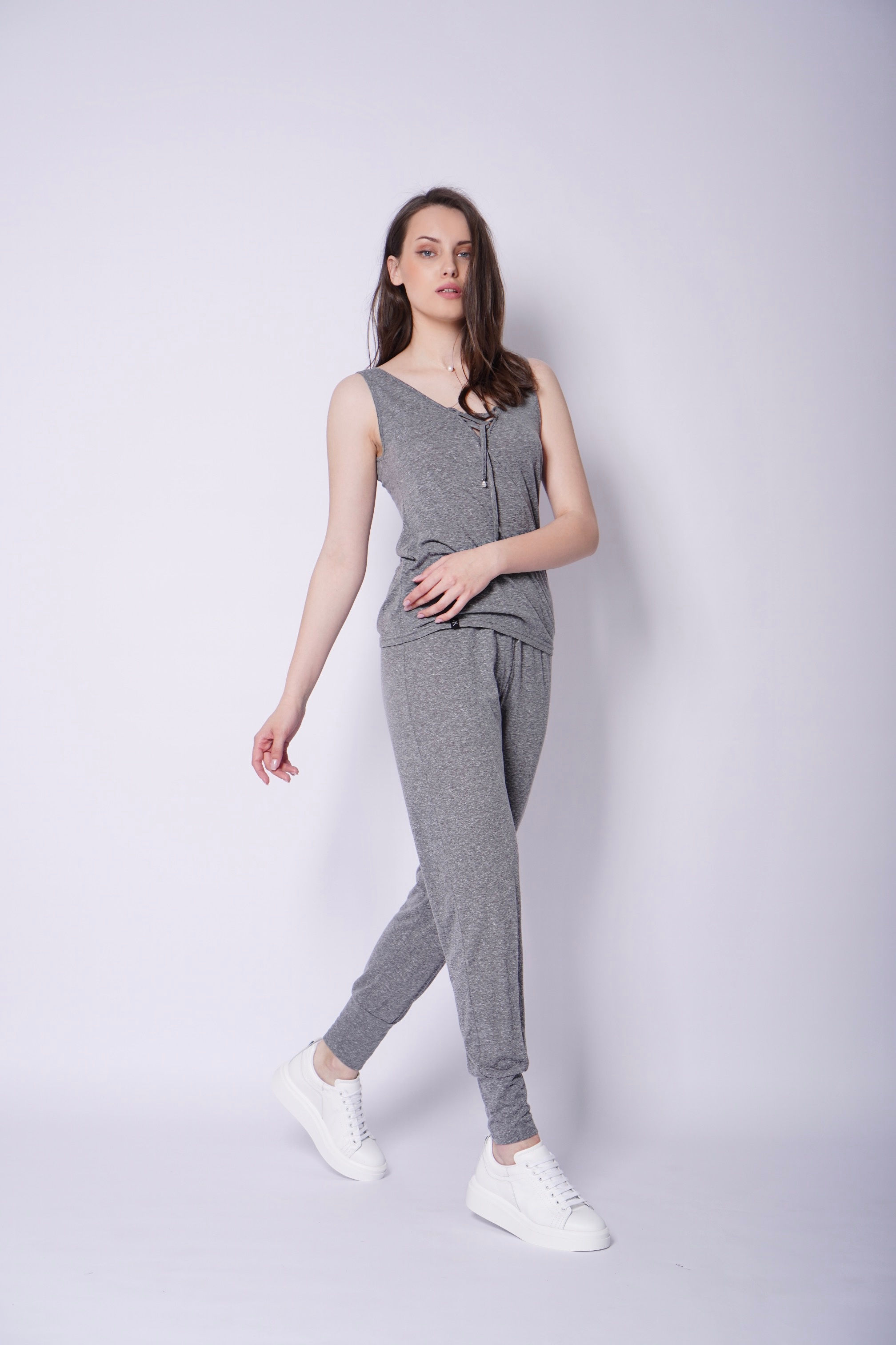 V-neck top with track pants