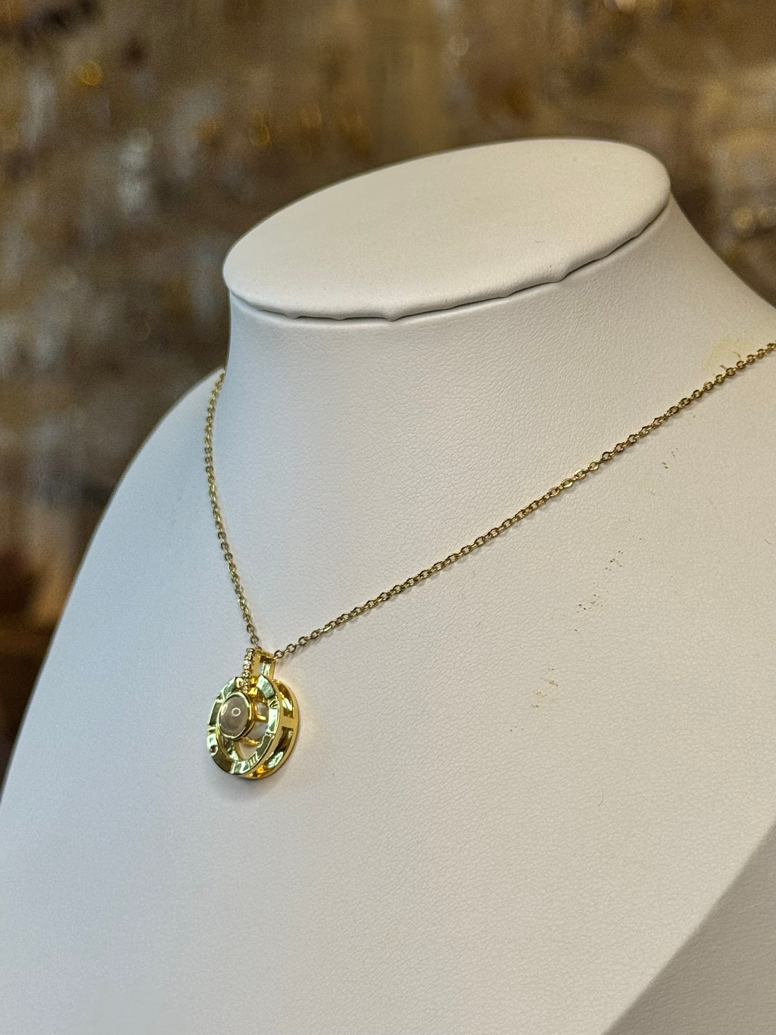 İşleme Detay Zirkon Taşlı Çelik Kolye