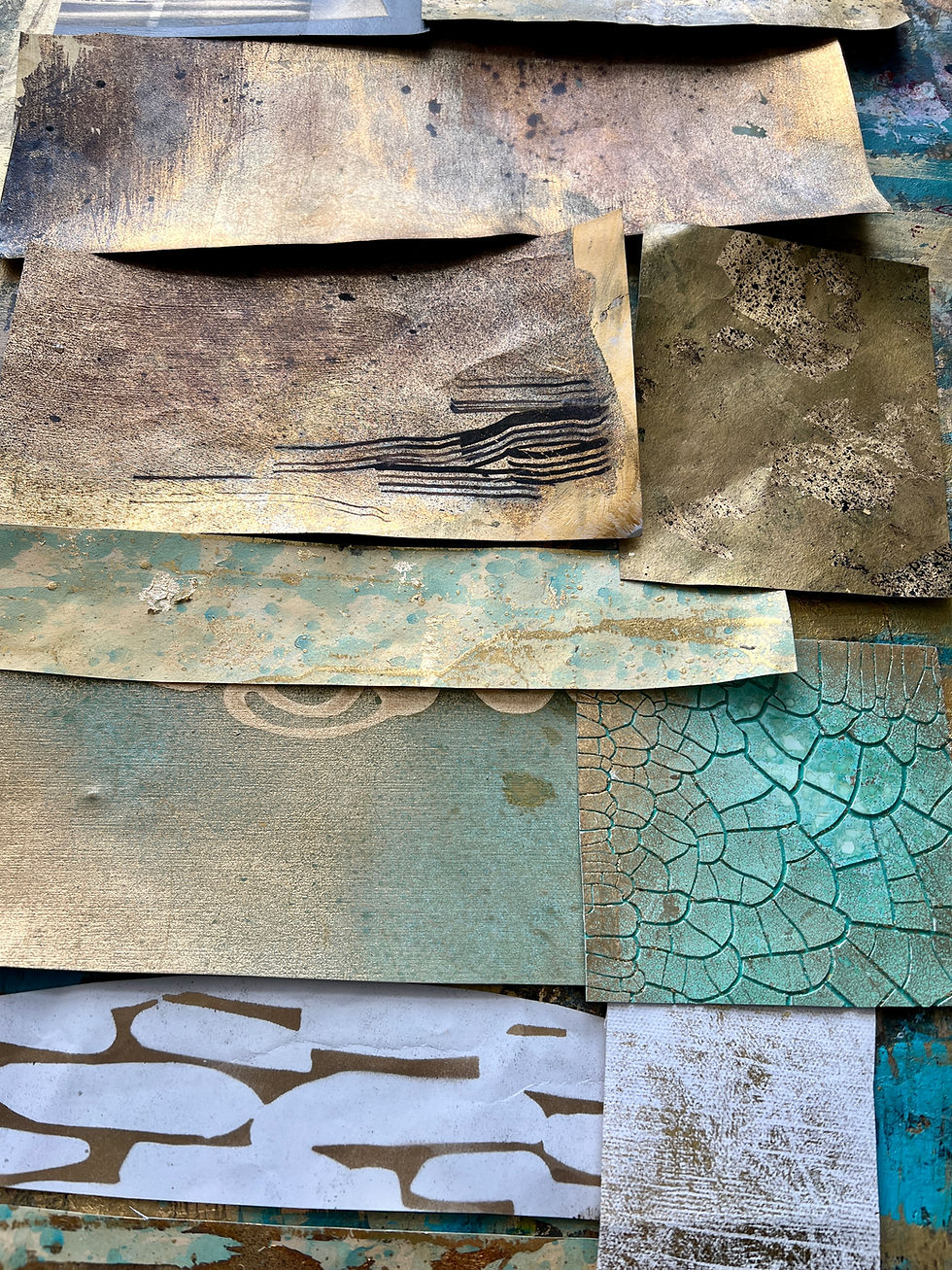 Thumbnail: Handmade Collage Scrap Pack - Black/Gold/Patina B