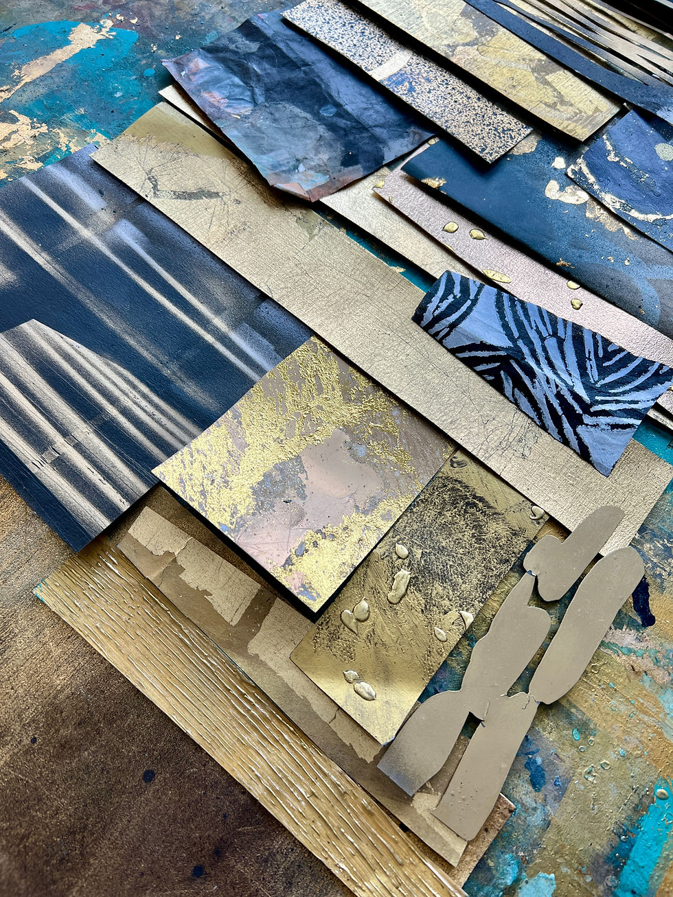 Thumbnail: Handmade Collage Scrap Pack - Black/Gold/Patina A