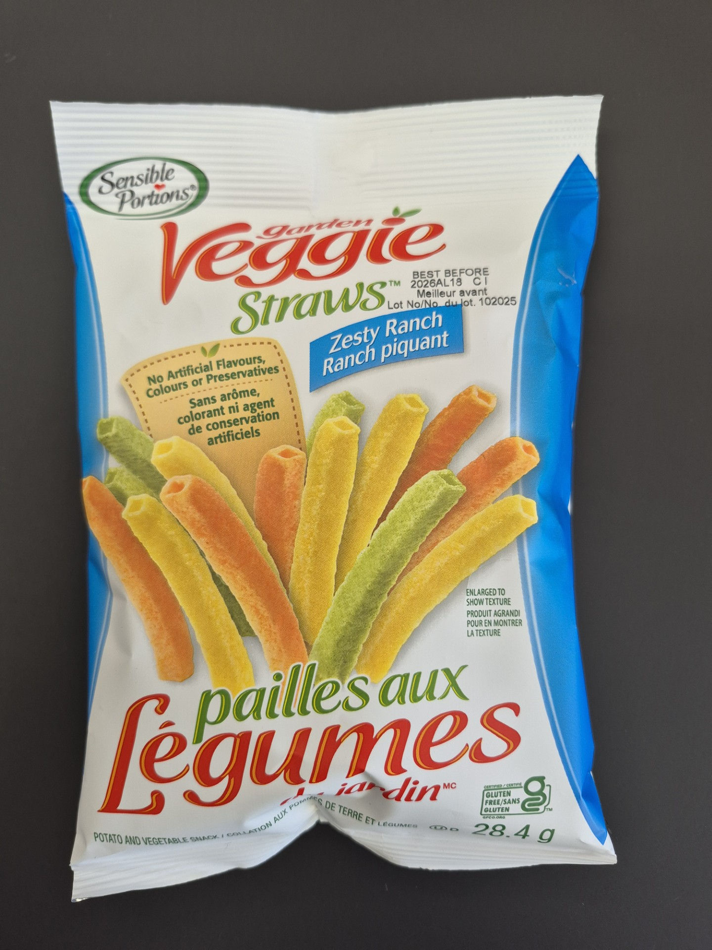 Paille aux légumes ranch piquant 28.4gr