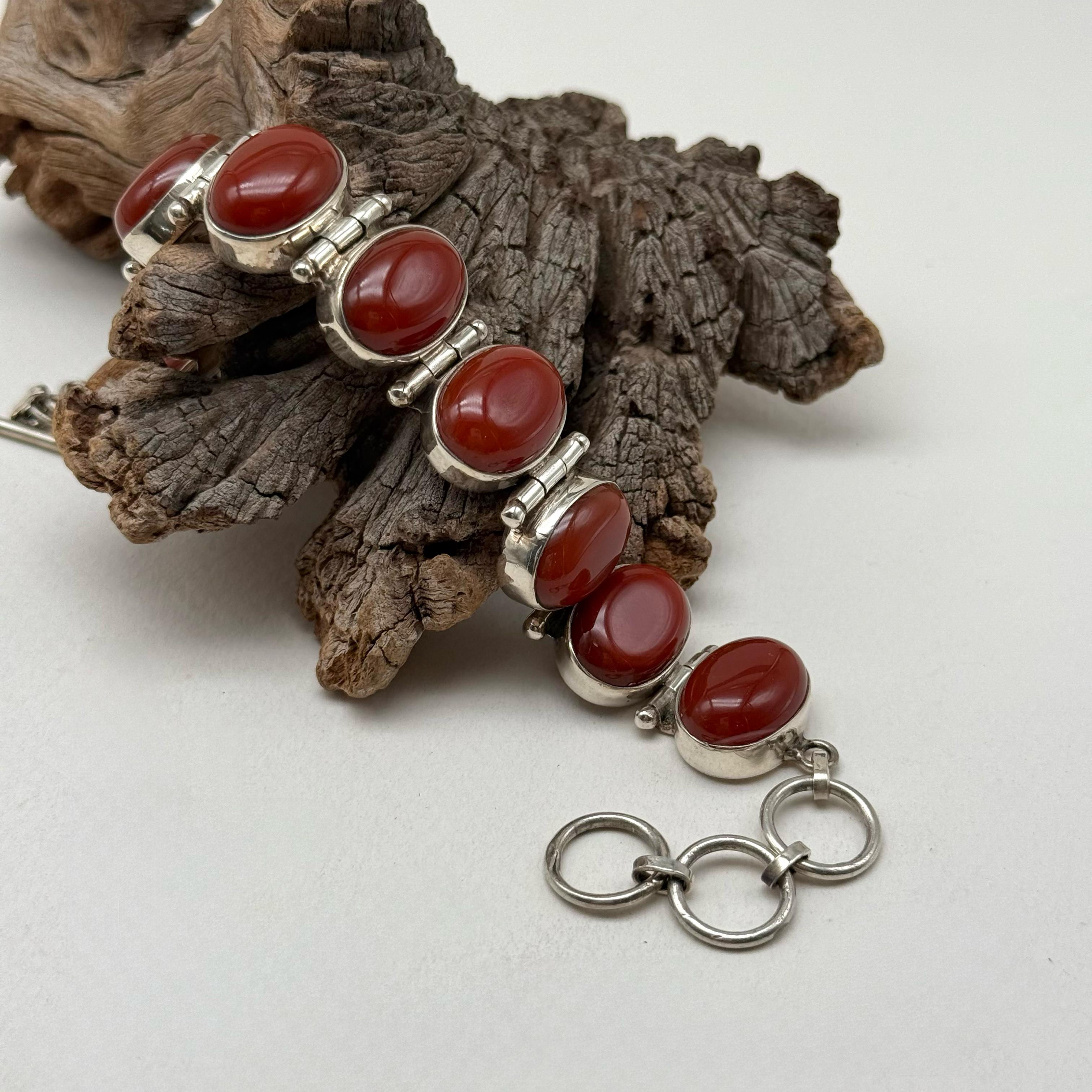 Oval Hinged Carnelian Bracelet