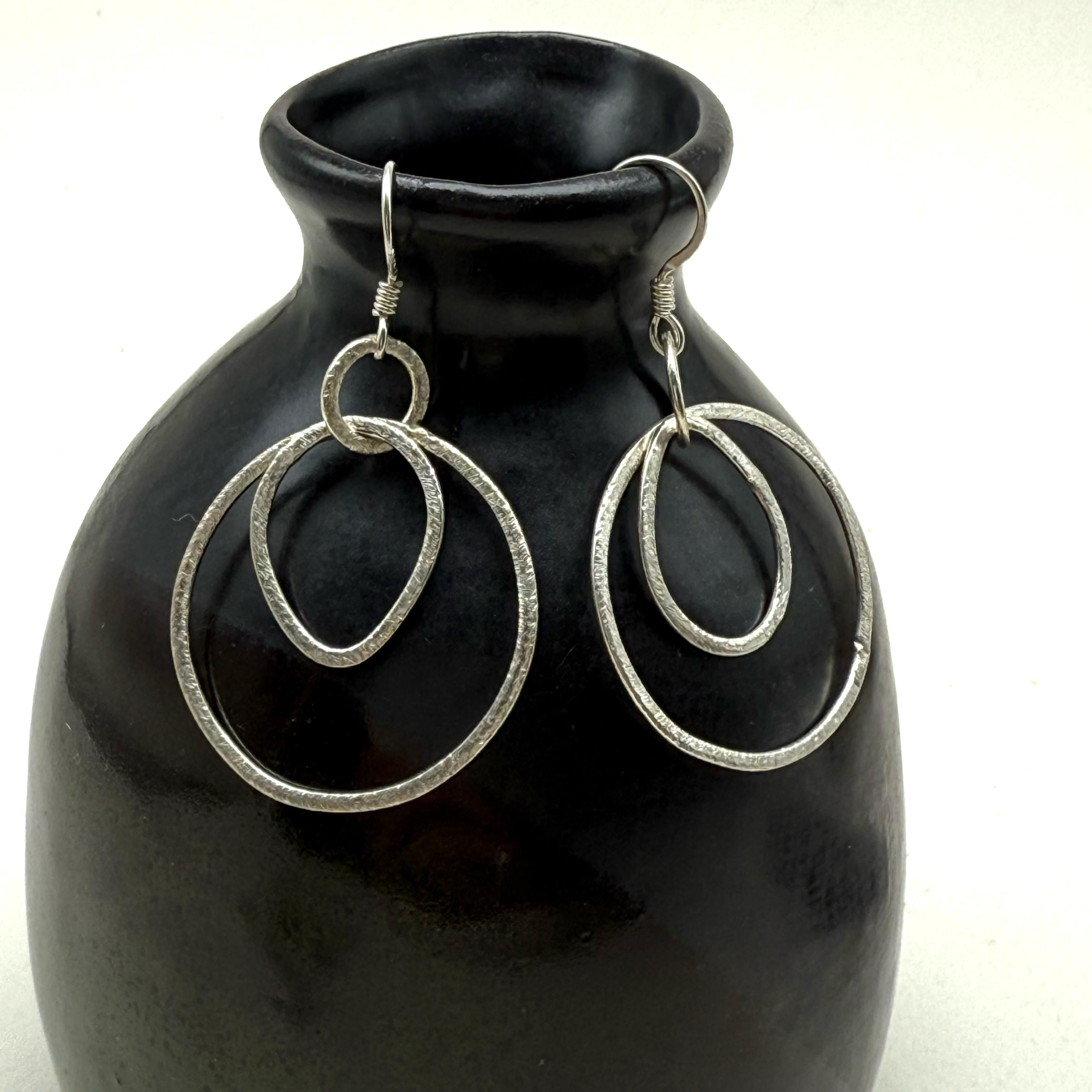 Brushed Pear and Circle Earrings