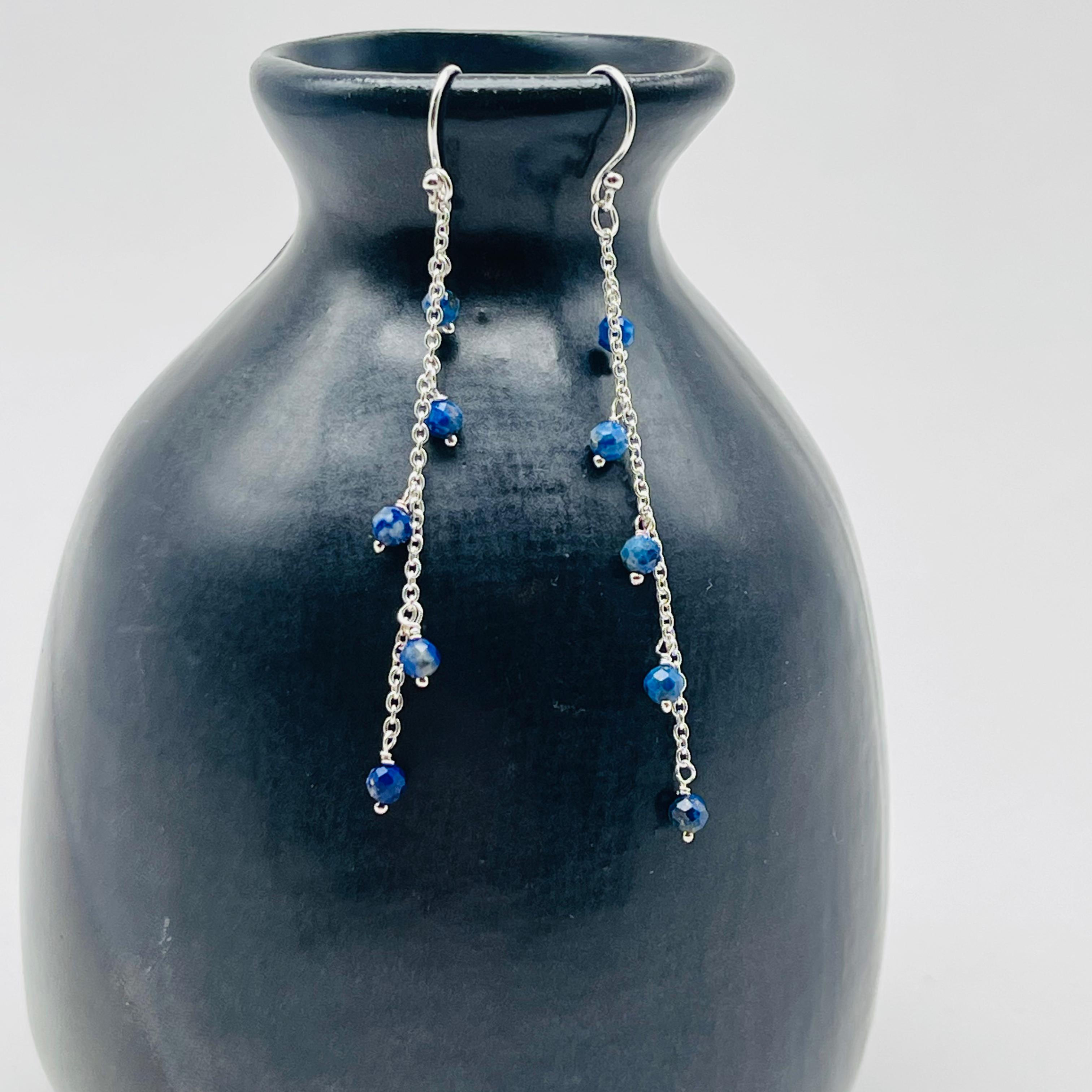 Lapis Lazuli Chain Earrings