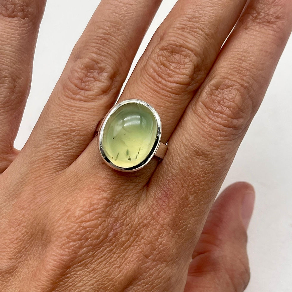 Thumbnail: Oval Prehnite Ring with Open Ended Band