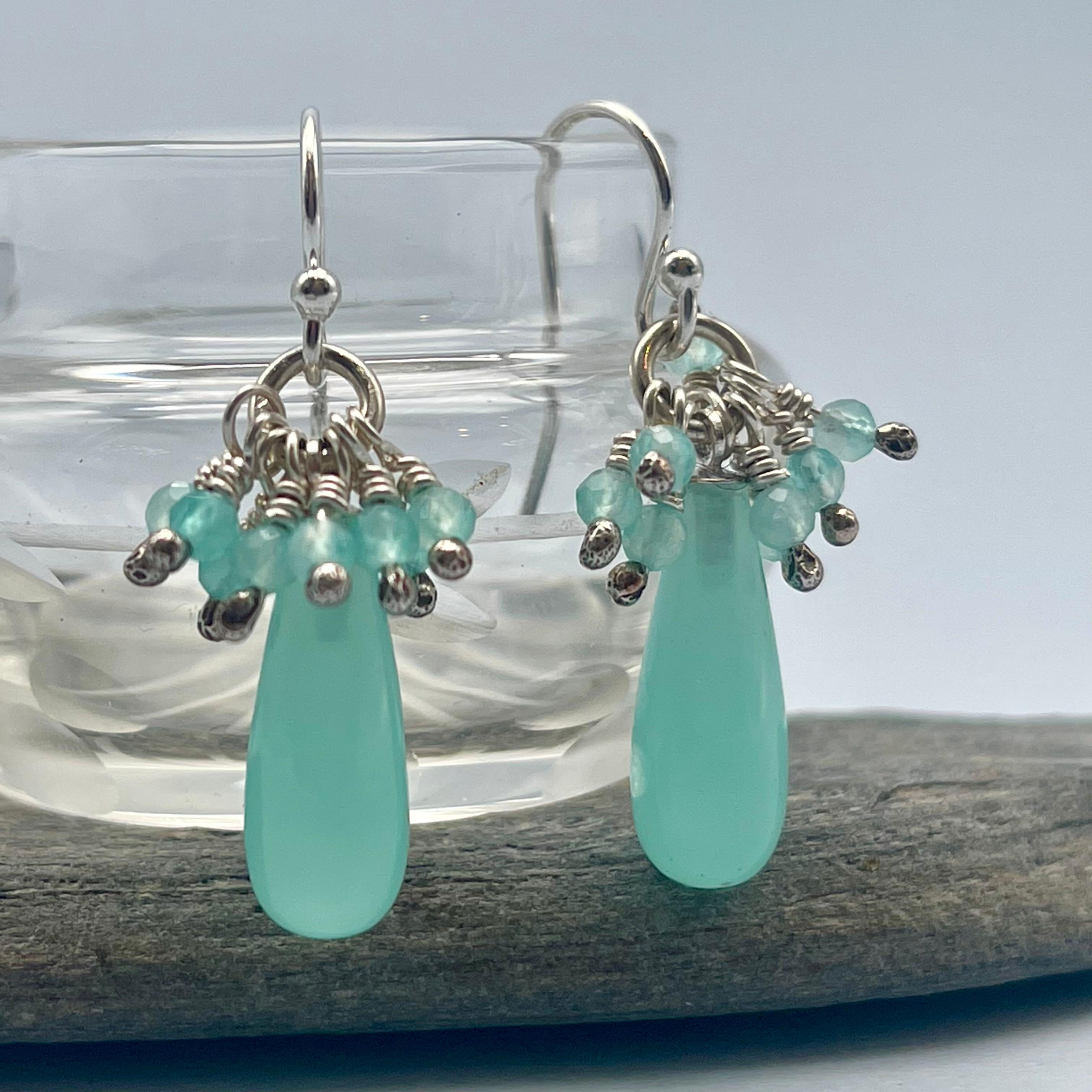 Aqua Calci Cluster Earrings