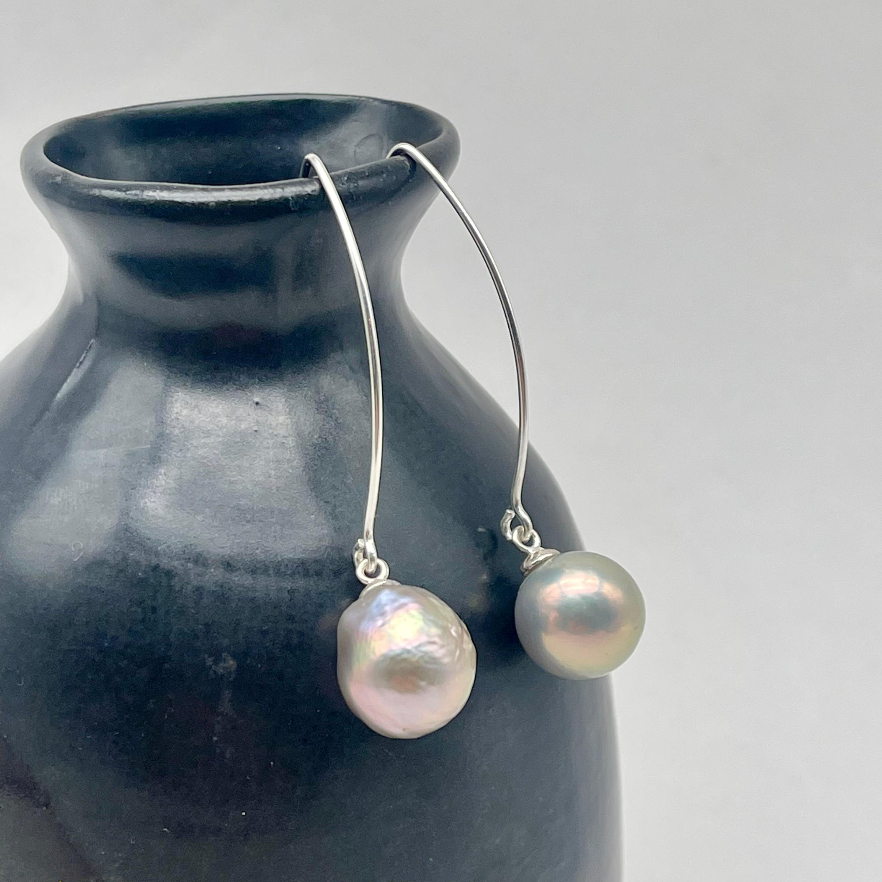 Grey Baroque Pearl Earrings
