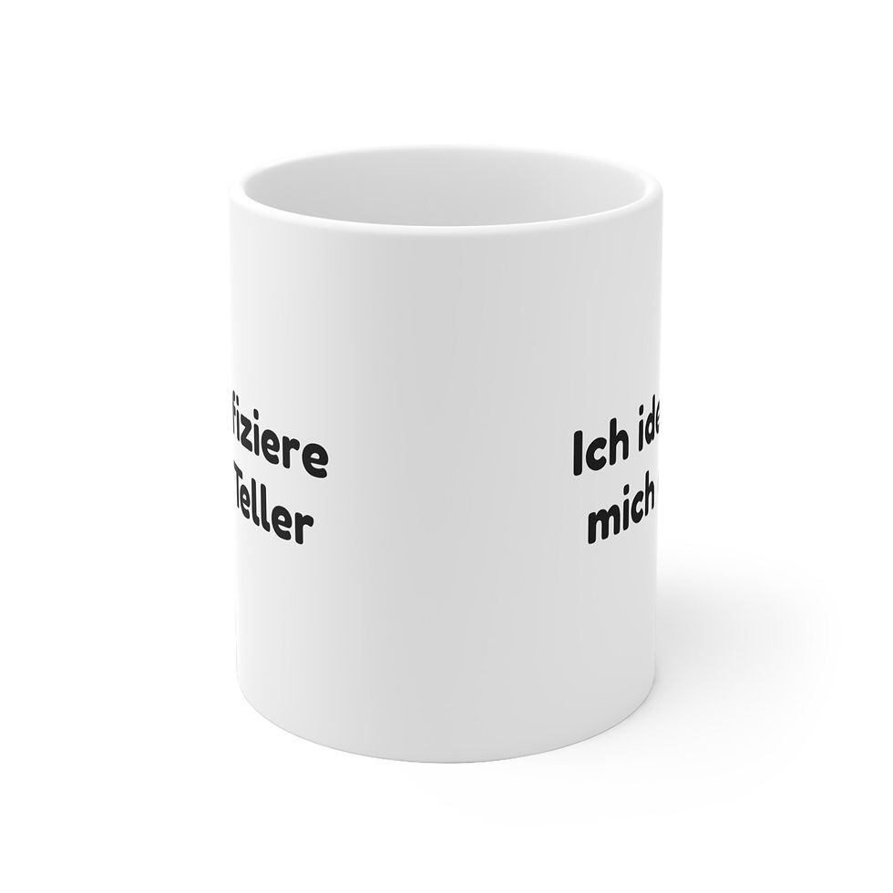 Lustige 'Ich identifiziere mich als Teller' Humorvolles Geschenk Tasse für Frauen und Männer|Tasse mit Spruch|330ml