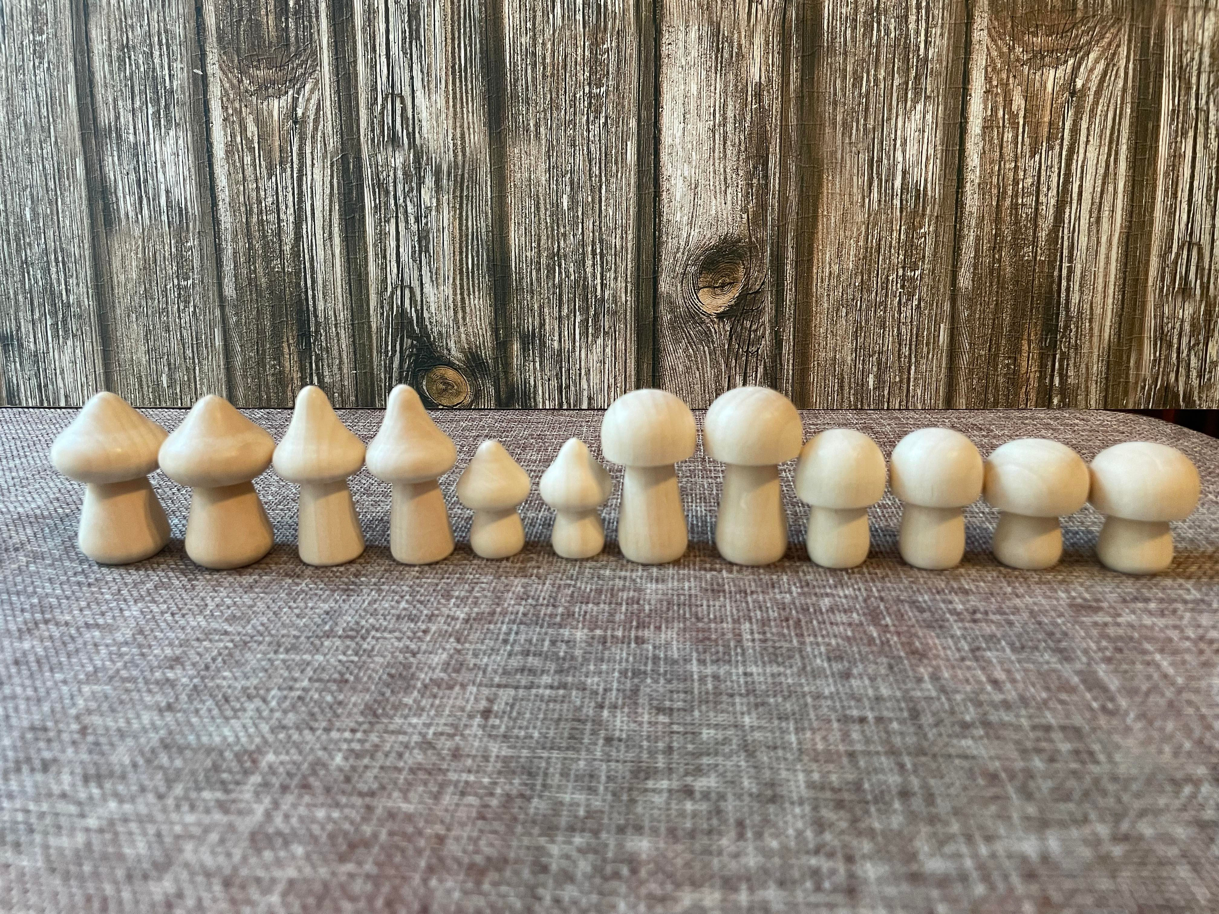 Wooden Toadstools (unpainted) - 12 Toadstools