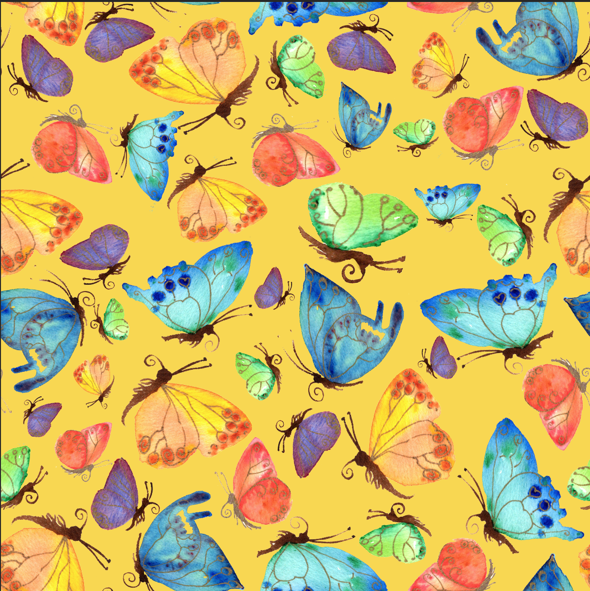 Flitting Butterflies on gold