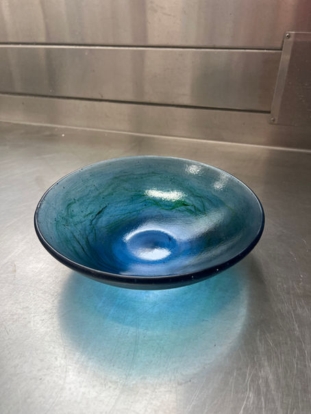 A blue glass bowl