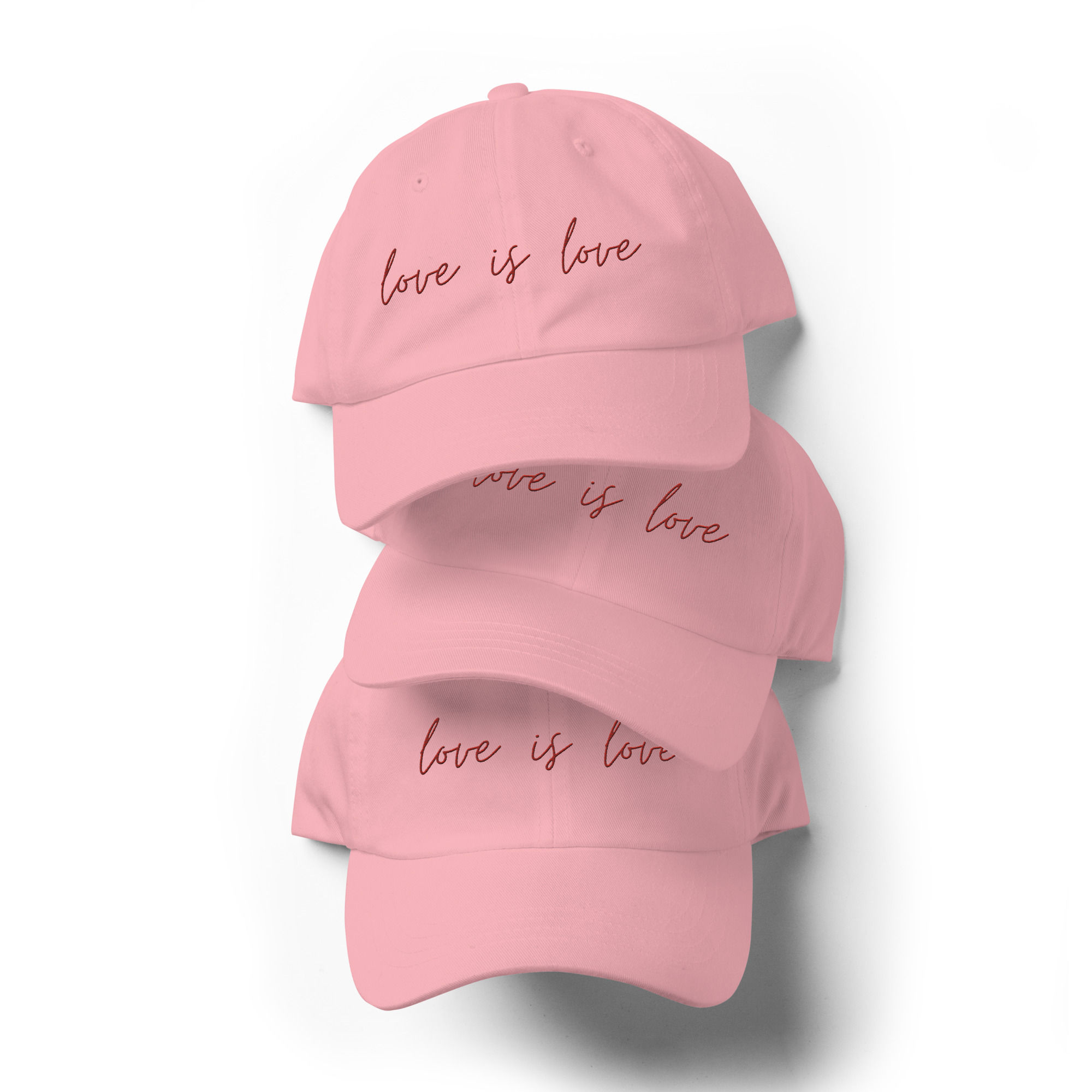 Pink Hat with 'Love is Love' Embroidered – LGBTQ+ Inspired Fashion