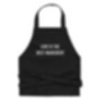 Black cotton apron with the phrase ‘Love is the best ingredient’ embroidered in elegant script